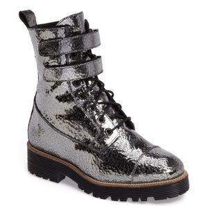 SHELLYS LONDON Tyra Silver Combat Boots Shoes 8
